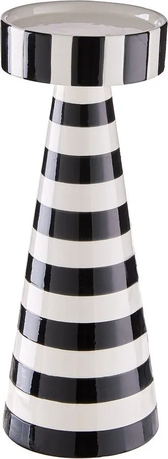 STRIPES kerámia gyertyatartó 25 cm , fekete/fehér