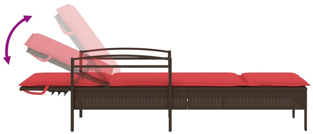 barna napozóágy párnával 63x200x81 cm polyrattan (csak az USA-ban)