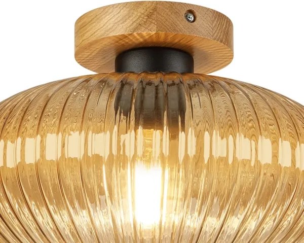 Mennyezeti lámpa MILOU WOOD 1xE27/15W/230V tölgy/füstbézs átm. 29 cm