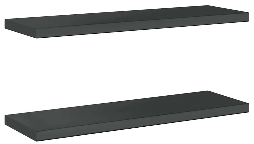 2 db fekete rozsdamentes acél fali polc 75 x 23,5 x 3 cm