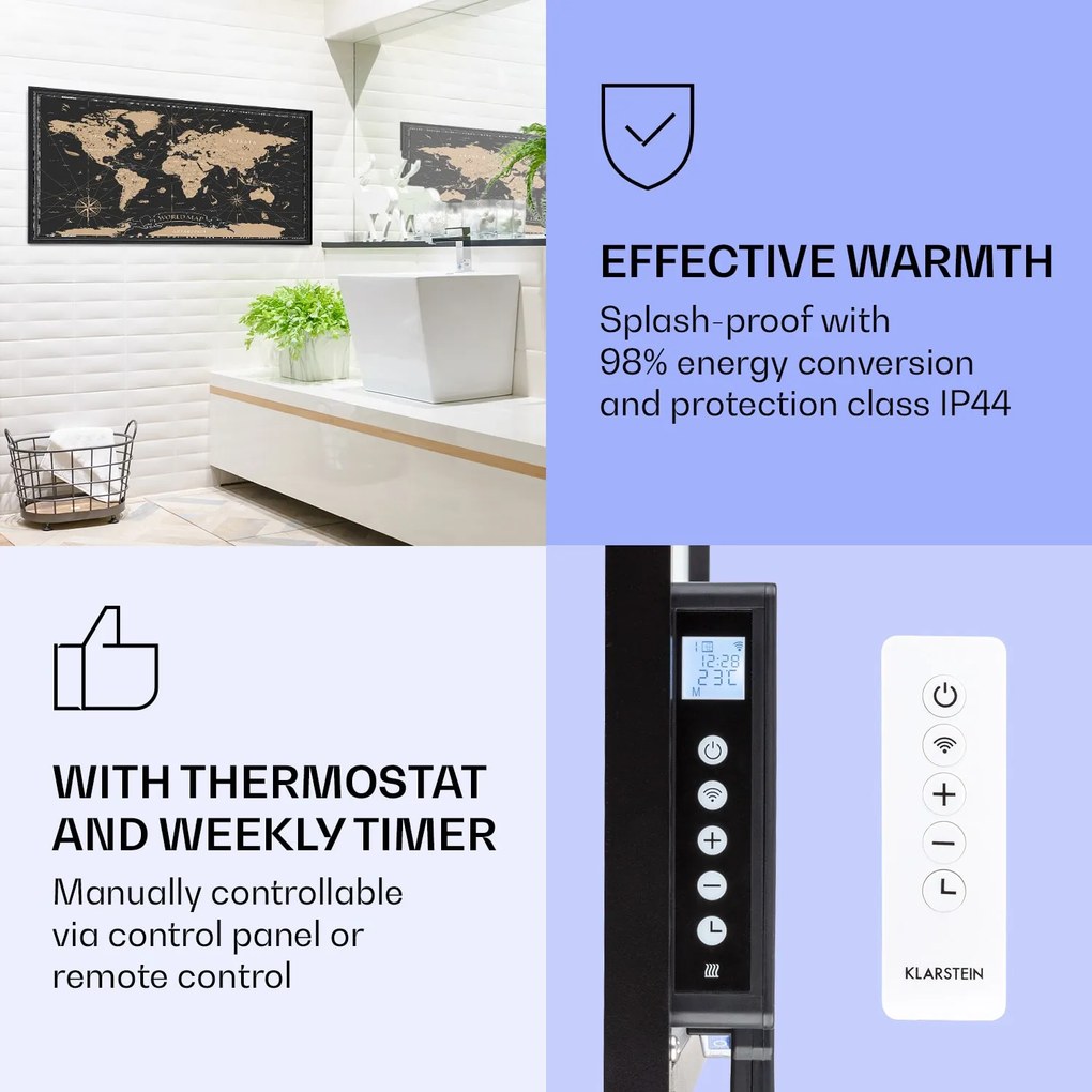 Klarstein Wonderwall Air Art Smart, infravörös hősugárzó, 120 x 60 cm, 700 W, éjszakai térkép