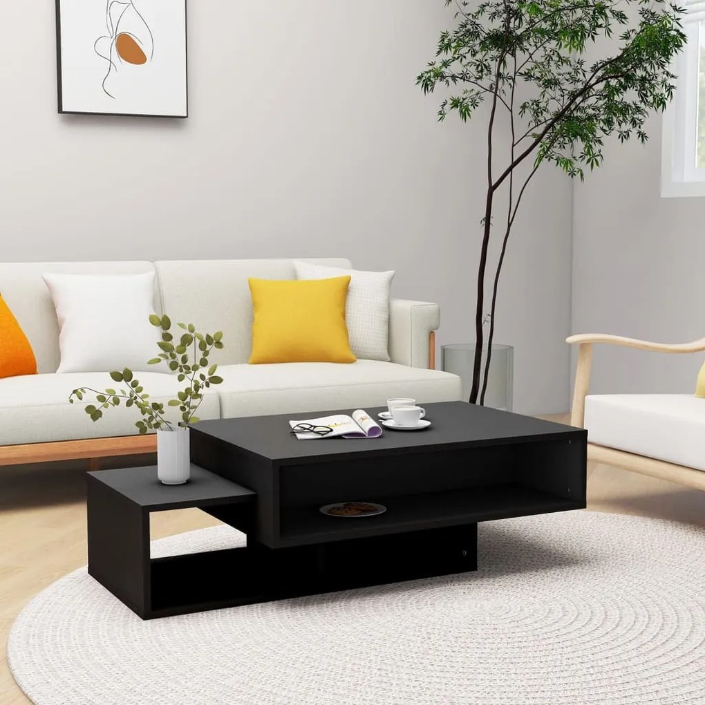Fekete szerelt fa dohányzóasztal 105 x 55 x 32 cm