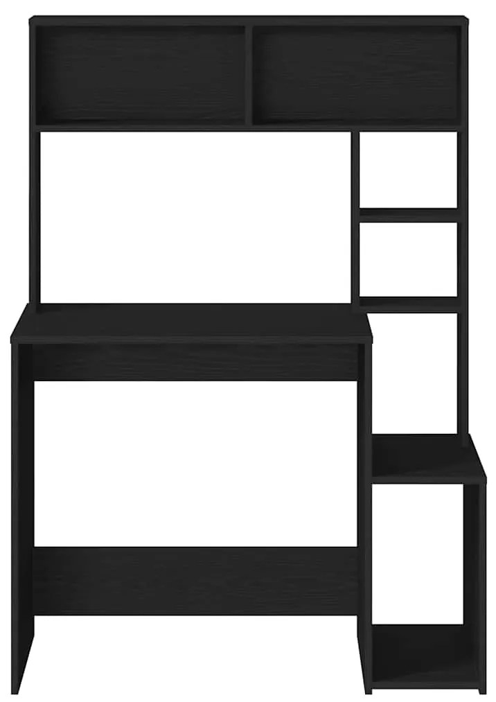 vidaXL fekete szerelt fa íróasztal polcokkal 100x45x140 cm