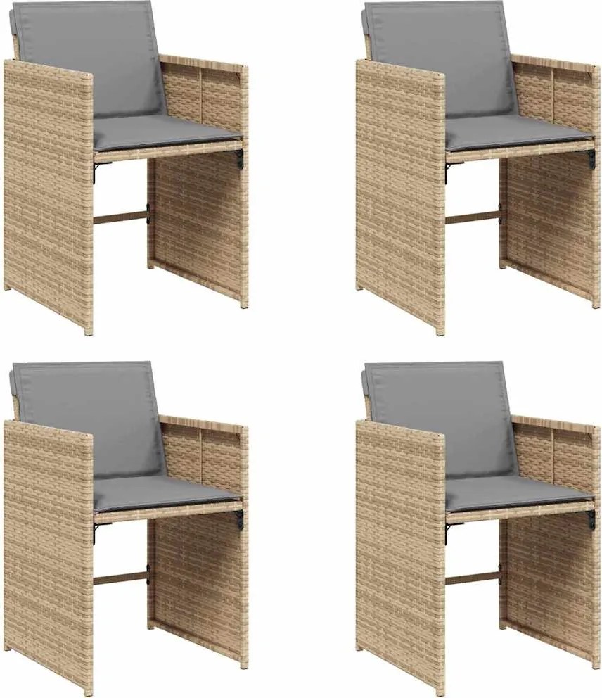 vidaXL 4 db vegyes bézs polyrattan kerti szék párnával