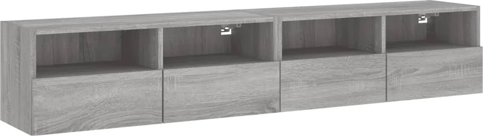 vidaXL 2 db szürke sonoma szerelt fa fali TV-szekrény 80 x 30 x 30 cm
