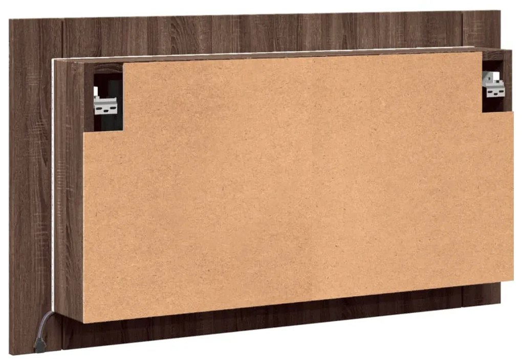 barna tölgy akril LED-es tükrös fürdőszobaszekrény 80x12x45 cm
