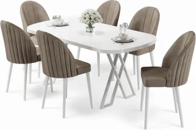 Kaye étkezőgarnitúra, fehér-cappuccino, 168 cm – TR240CHR2831