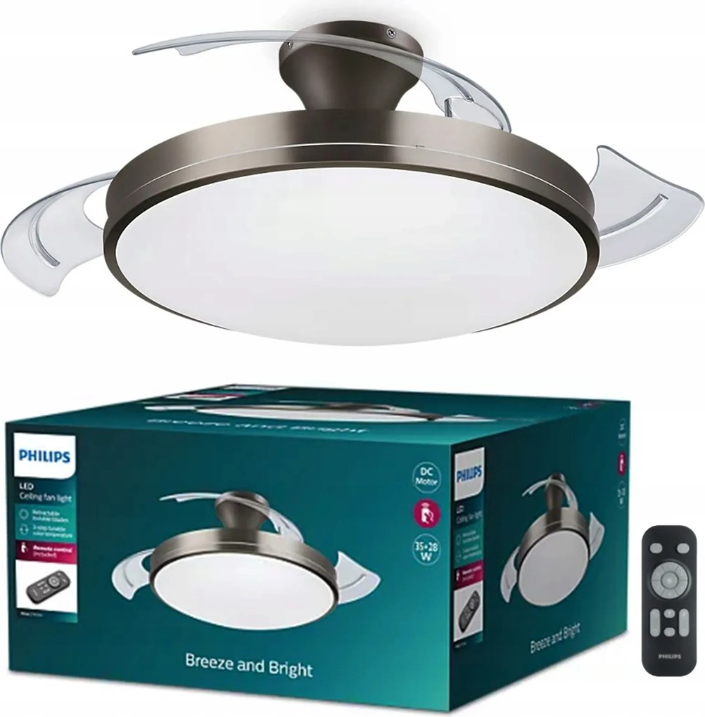Mennyezeti lámpa Led ventilátorral 28+35W 2700-5500K nikkel Philips