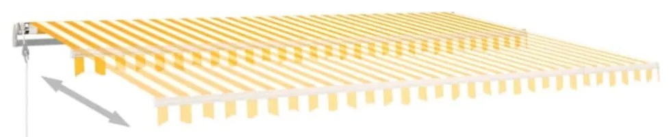 sárga-fehér szélérzékelős és LED-es napellenző 500 x 350 cm