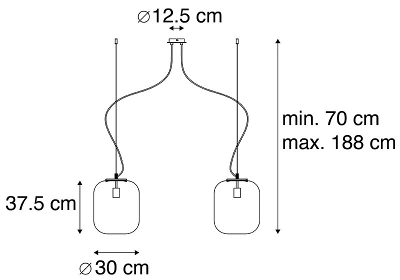 Design lógólámpa fekete aranyszínű üveggel 2-lámpás - Bliss