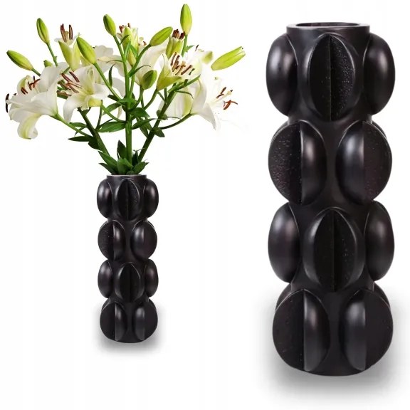 Váza 37x15 cm gyanta/matt fekete