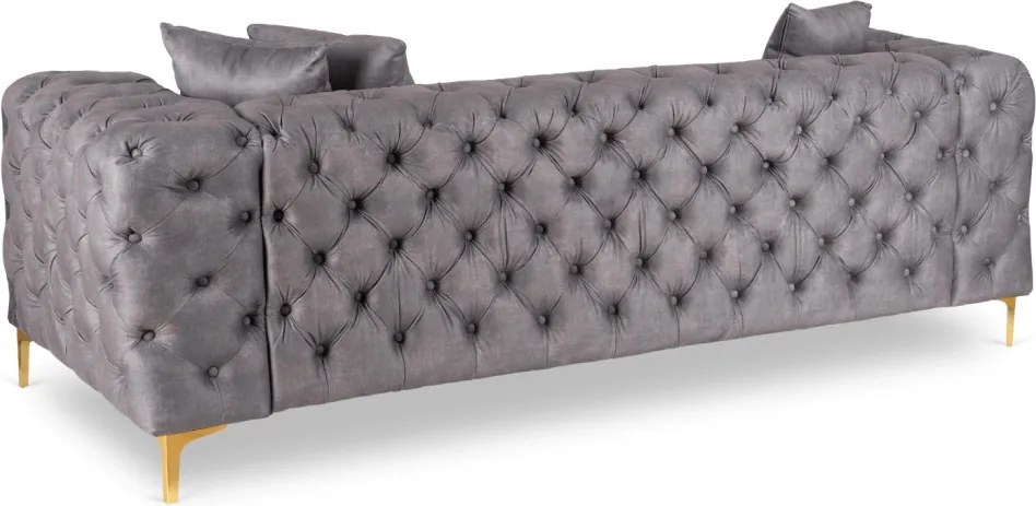 Sofa SORRENTO 3S Trzyosobowa Szara Welurowa