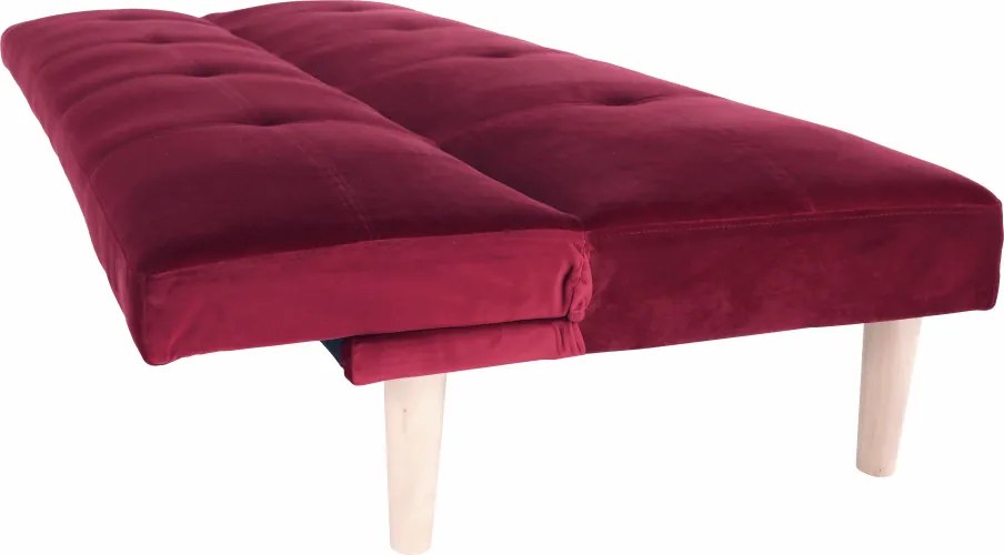 Kanapé széthúzhatós, bordó/tölgy, ALIDA