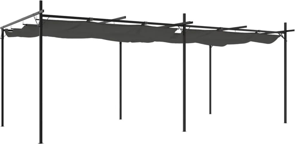 vidaXL antracitszürke pergola behúzható tetővel 589 x 292 x 230 cm