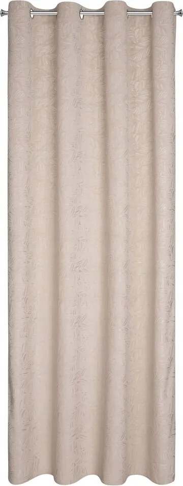 Bársony függöny 140X250 bézs botanikus levelek mintás karika