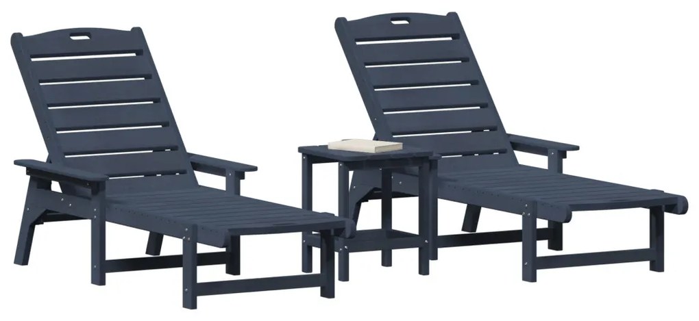 3 darabos kerti lounge szett tengerészkék HDPE