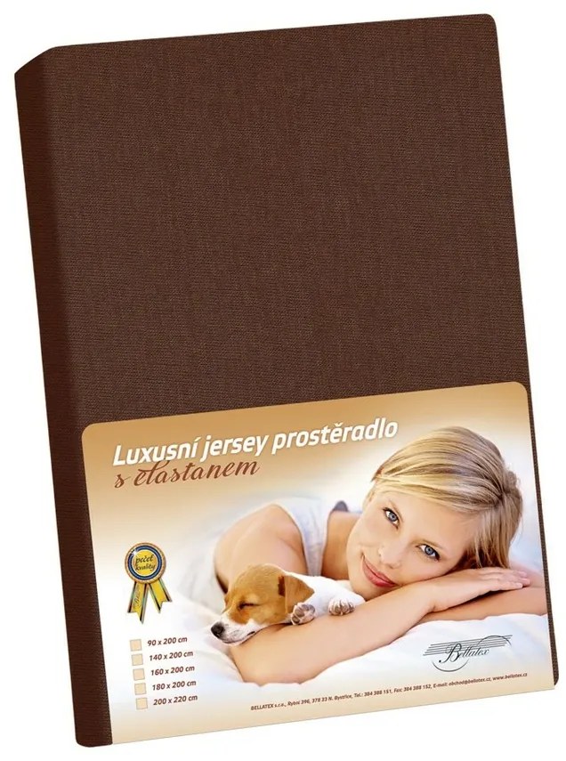Jersey lepedő elasztánnal barna, 90 x 200 cm