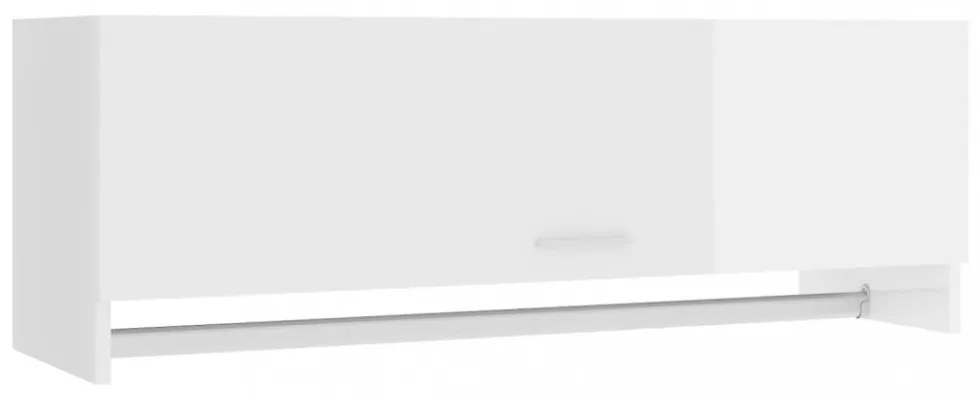 magasfényű fehér szerelt fa ruhásszekrény 100 x 32,5 x 35 cm