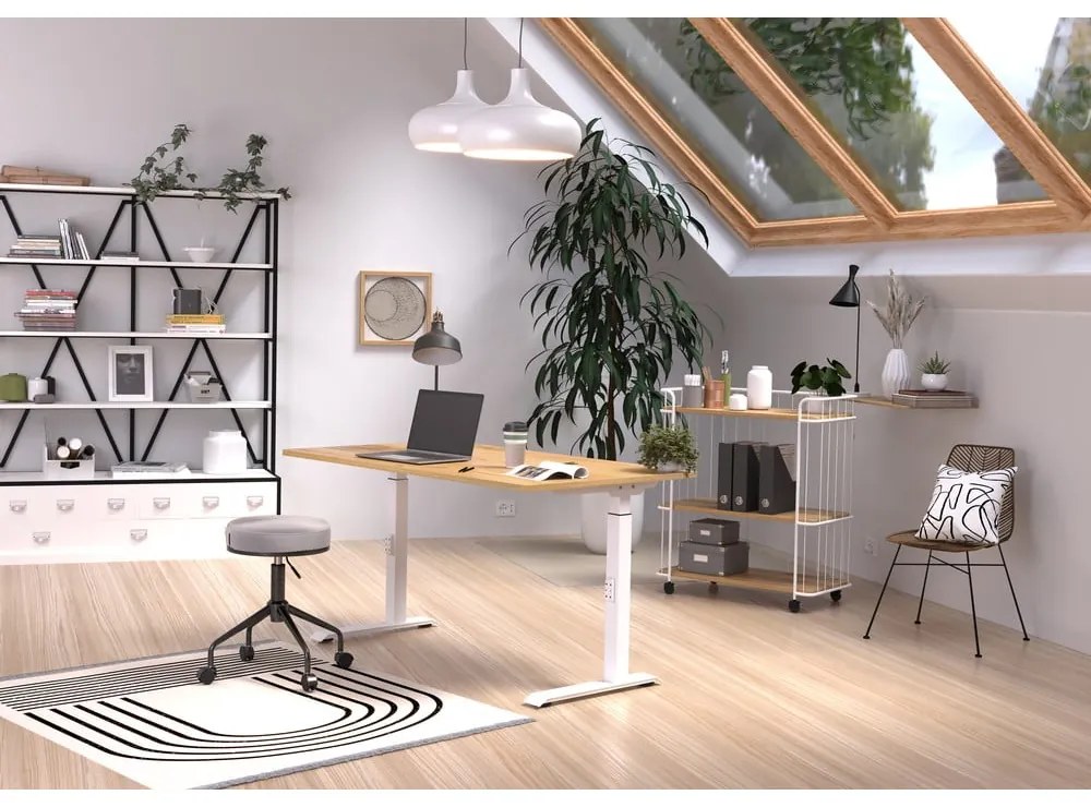 Íróasztal állítható magassággal, tölgyfa dekoros asztallappal 80x140 cm Downey – Germania