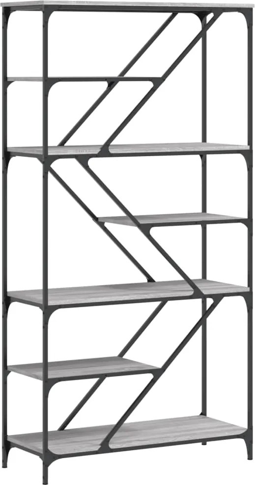 vidaXL szürke sonoma szerelt fa és acél könyvespolc 91x36x176 cm