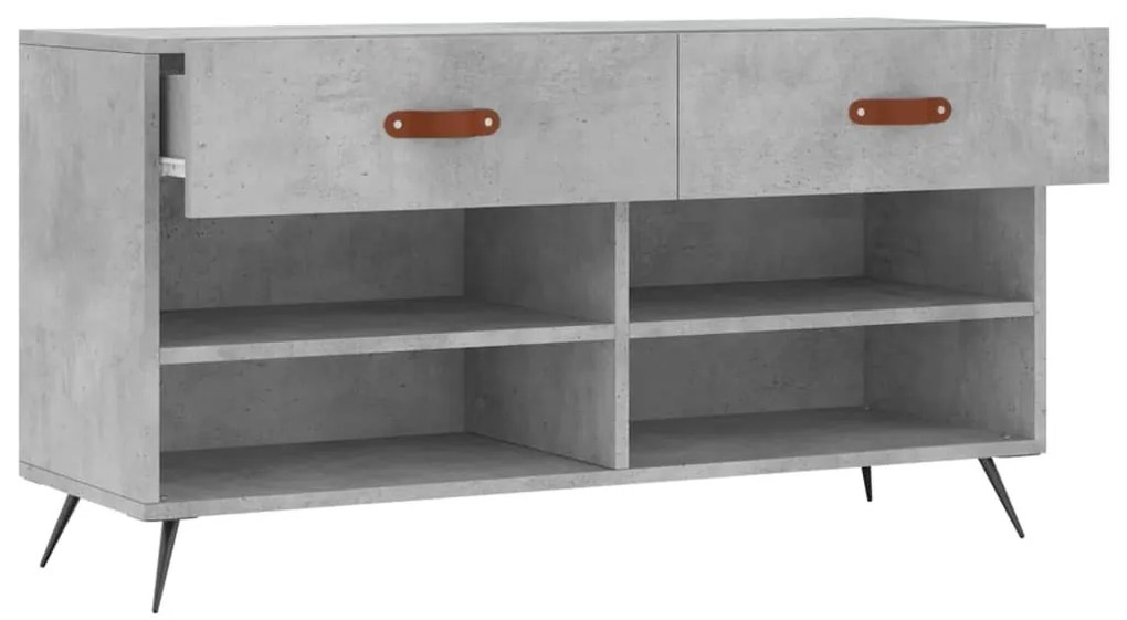 betonszürke szerelt fa cipőpolc 102 x 35 x 55 cm
