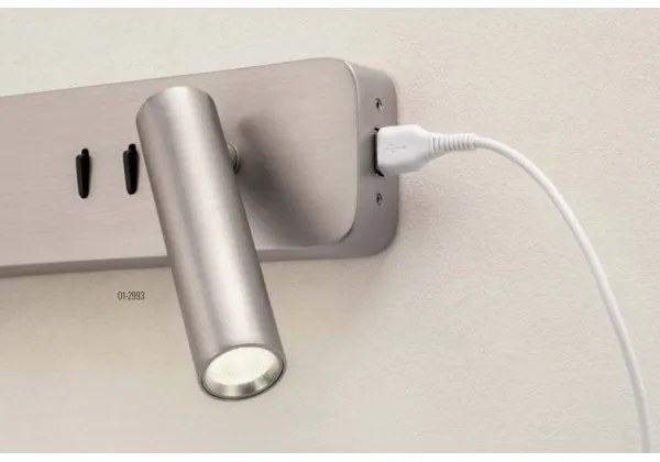 Redo 01-2993 - LED fali lámpa OASIS LED/3W/230V+1xG9/10W USB CRI 90 króm