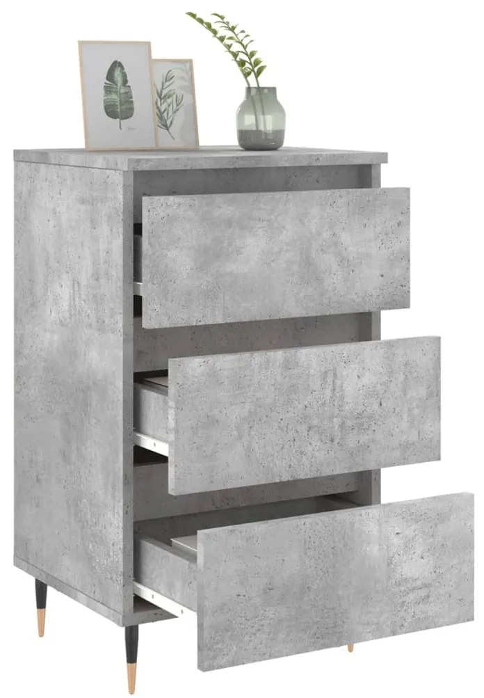 2 db betonszürke szerelt fa éjjeliszekrény 40x35x69 cm