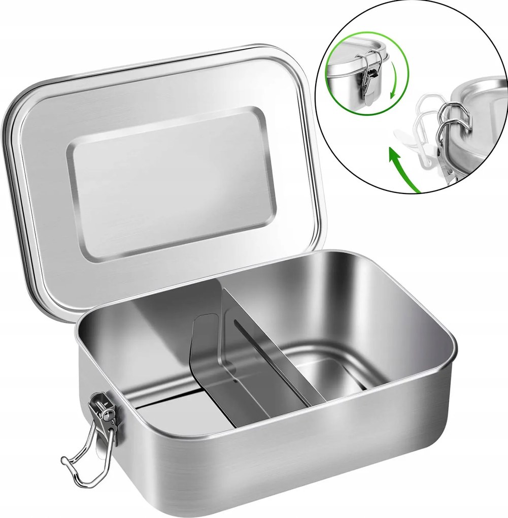850ml Rozsdamentes acél uzsonnás doboz rekesszel