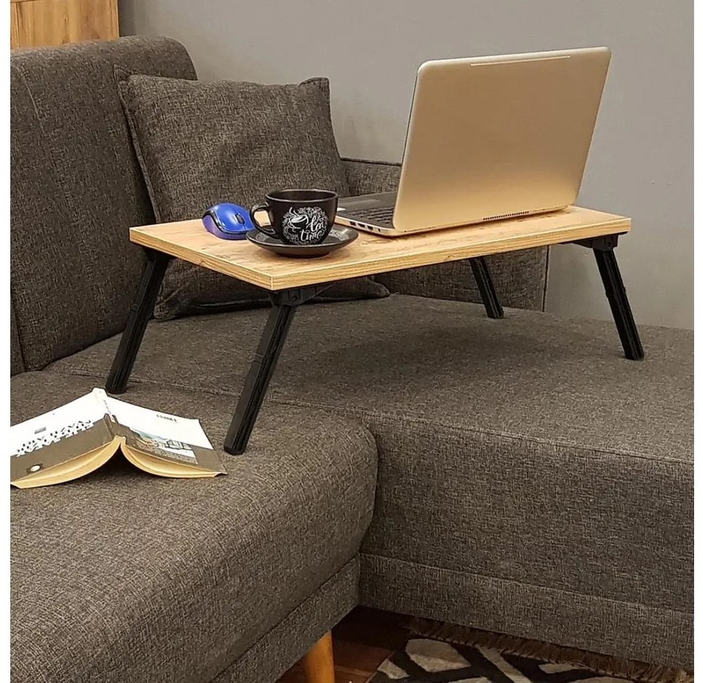 Ágyasztal GUSTO 24,5x60 cm bézs/fekete