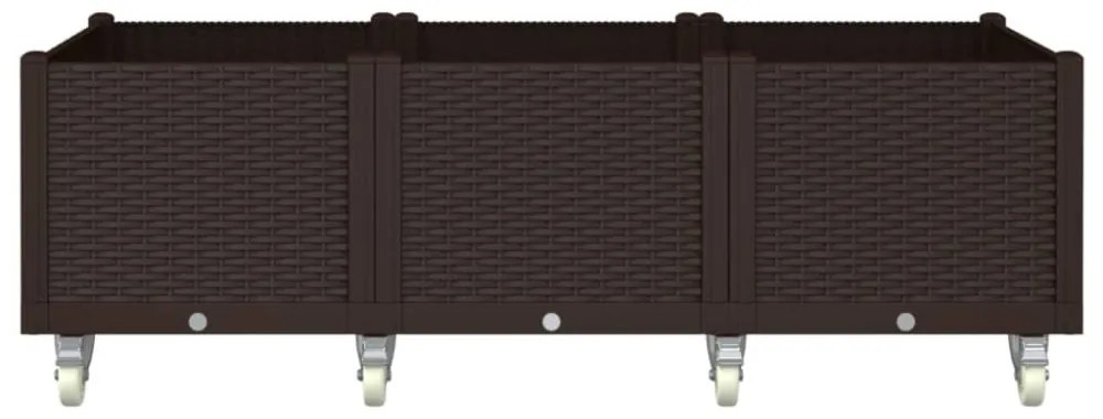 vidaXL barna polipropilén rácsos kerekes ültetőláda 150 x 80 x 54 cm