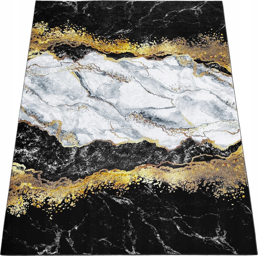 Szőnyeg 80x120 Csúszásgátló Márvány Fekete Loft Modern Divatos Szoba