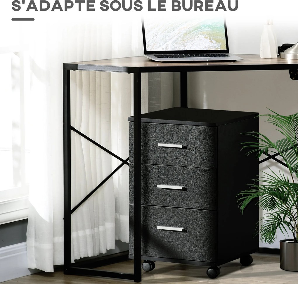 Vinsetto Mobil Irodai Szekrény 3 Zárható Fiókkal 40 x 40 x 61.5 cm Fekete | Aosom