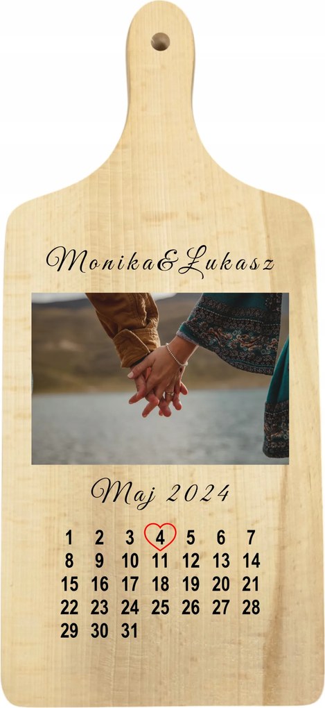 Fa deszka Személyre szabott Ajándék Valentin napra Dátum +Fotó