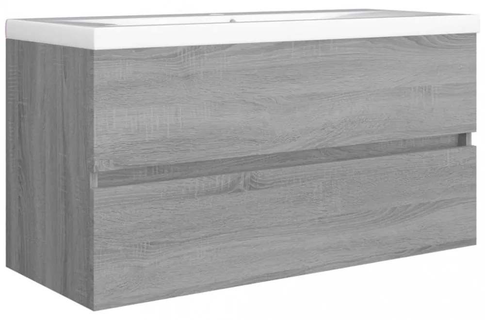 szürke sonoma színű szerelt fa éjjeliszekrény 90x38,5x45 cm