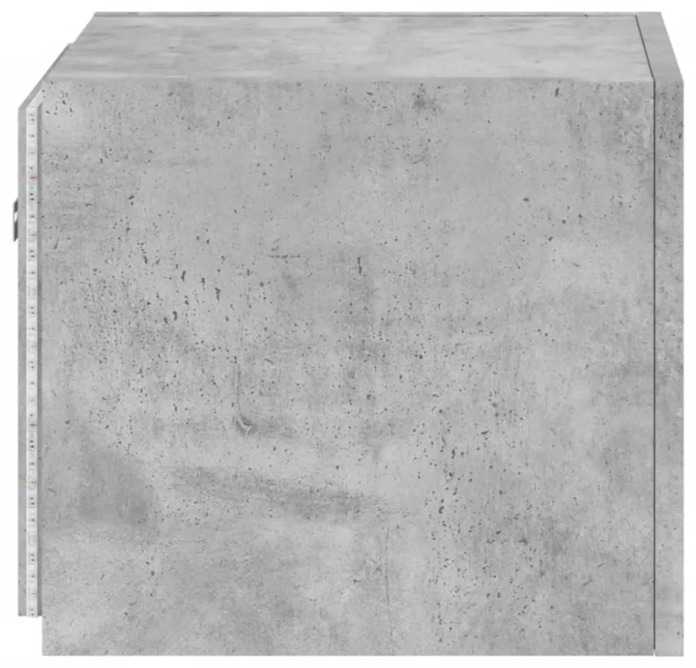 betonszürke falra szerelhető TV-szekrény LED-del 30,5x35x30 cm