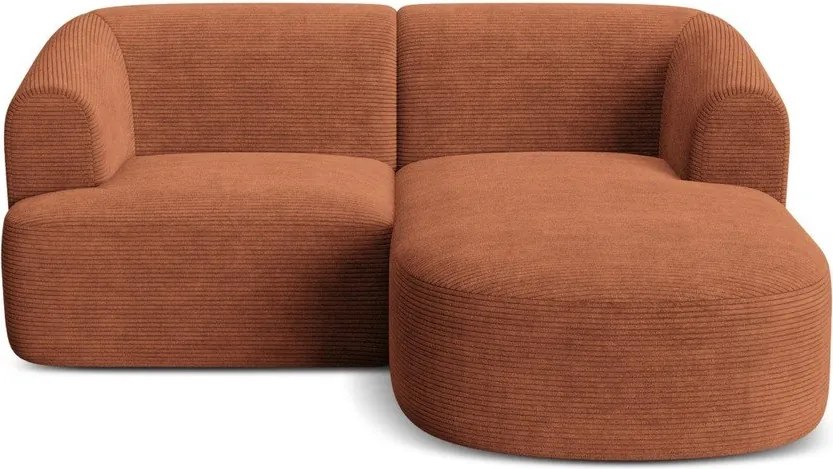 Terrakotta színű kordbársony sarokkanapé (jobb oldali-heverő résszel) Campi – Cosmopolitan Design