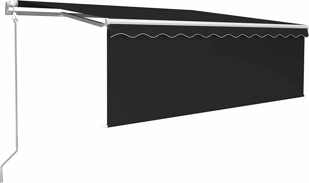 Szürke redőnyös, LED-es, szélérzékelős napellenző 4,5 x 3 m