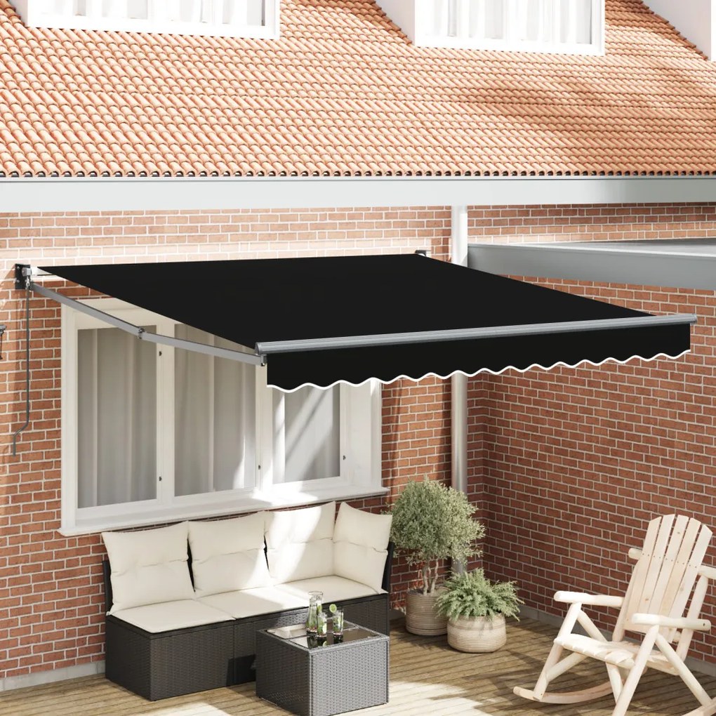 Manuális Behúzható Napernyő Fekete 300x250 cm