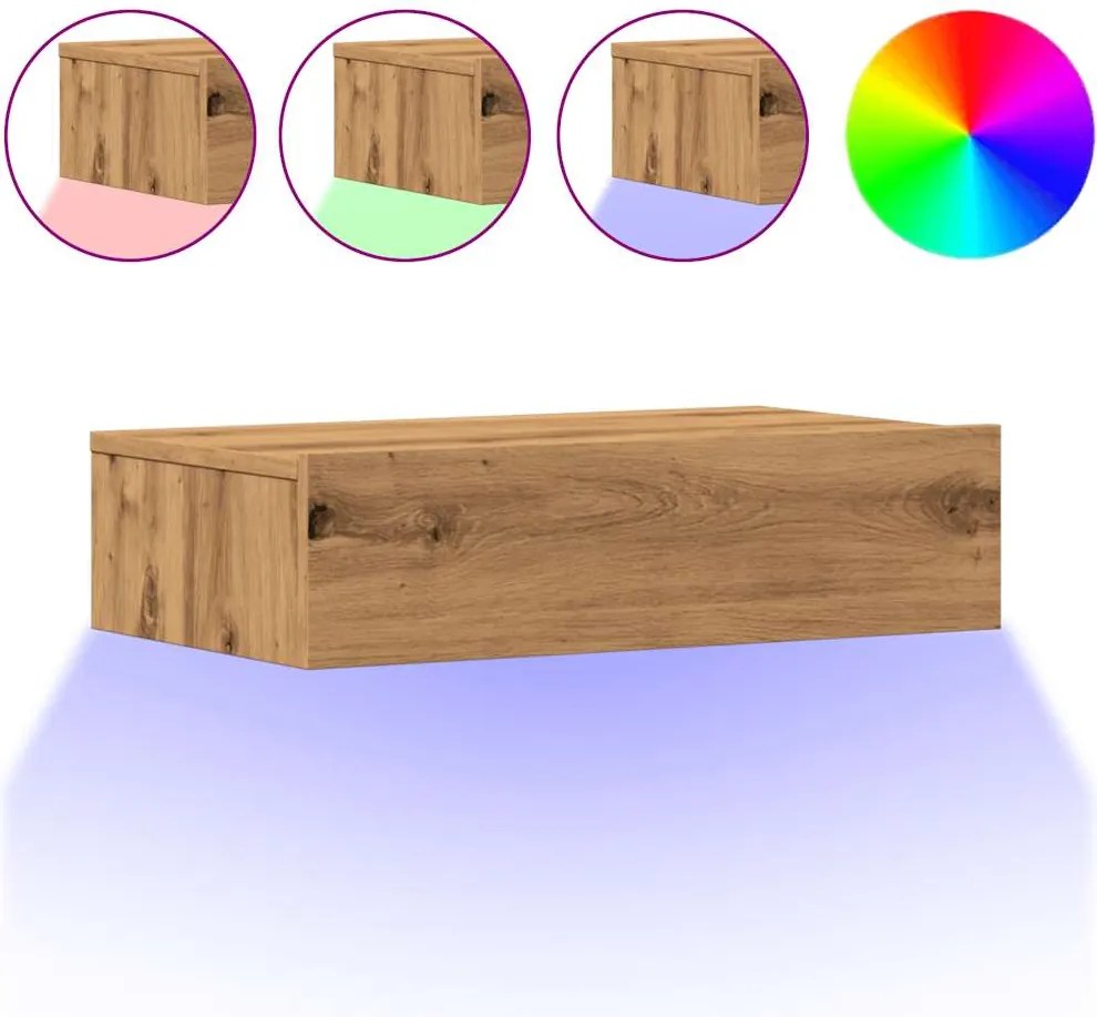 vidaXL 2 db kézműves tölgyszínű TV-szekrény LED-lámpákkal 60x35x15,5cm