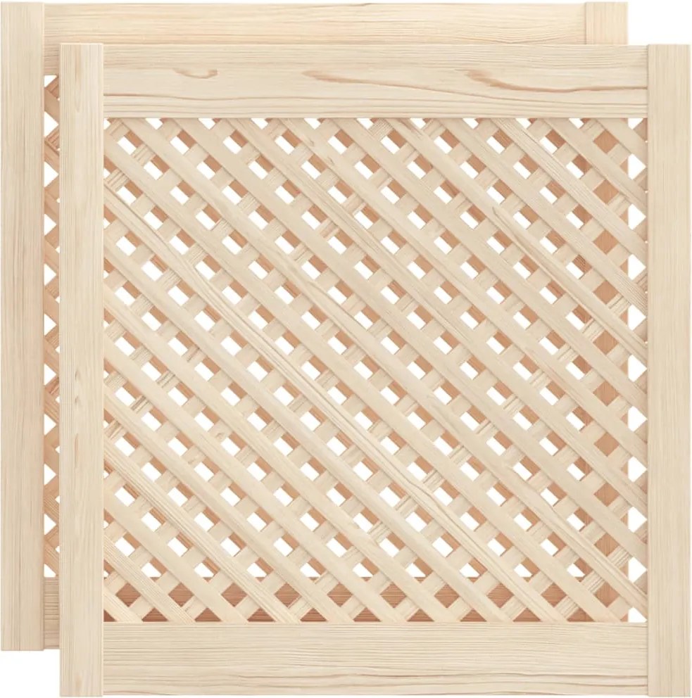 vidaXL 2 db tömör fenyőfa rácsos szekrényajtó 59,5x61,5 cm