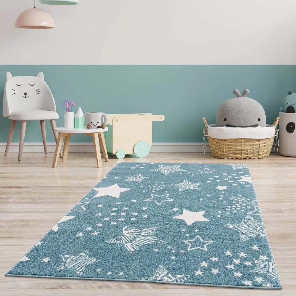 Eredeti kék szőnyeg csillagokkal, gyerekszobához Szélesség: 140 cm | Hossz: 200 cm