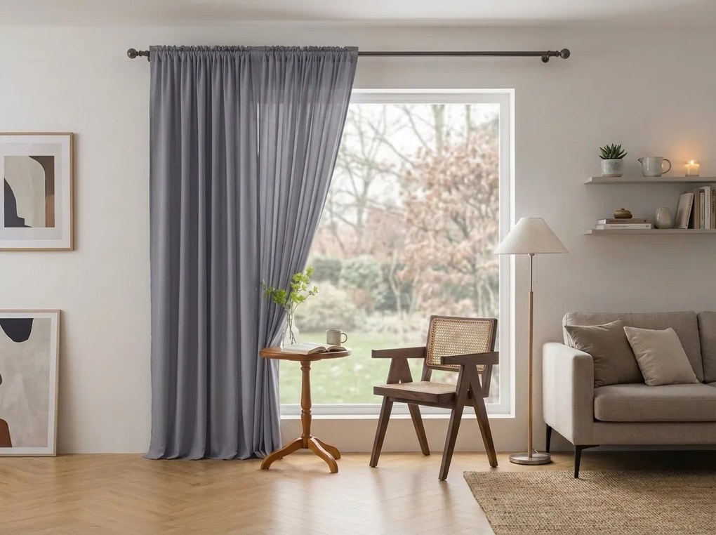 Függöny OXFORD LIGHT 140x250 cm, világosszürke Felfüggesztés: Hullámos sínszalag