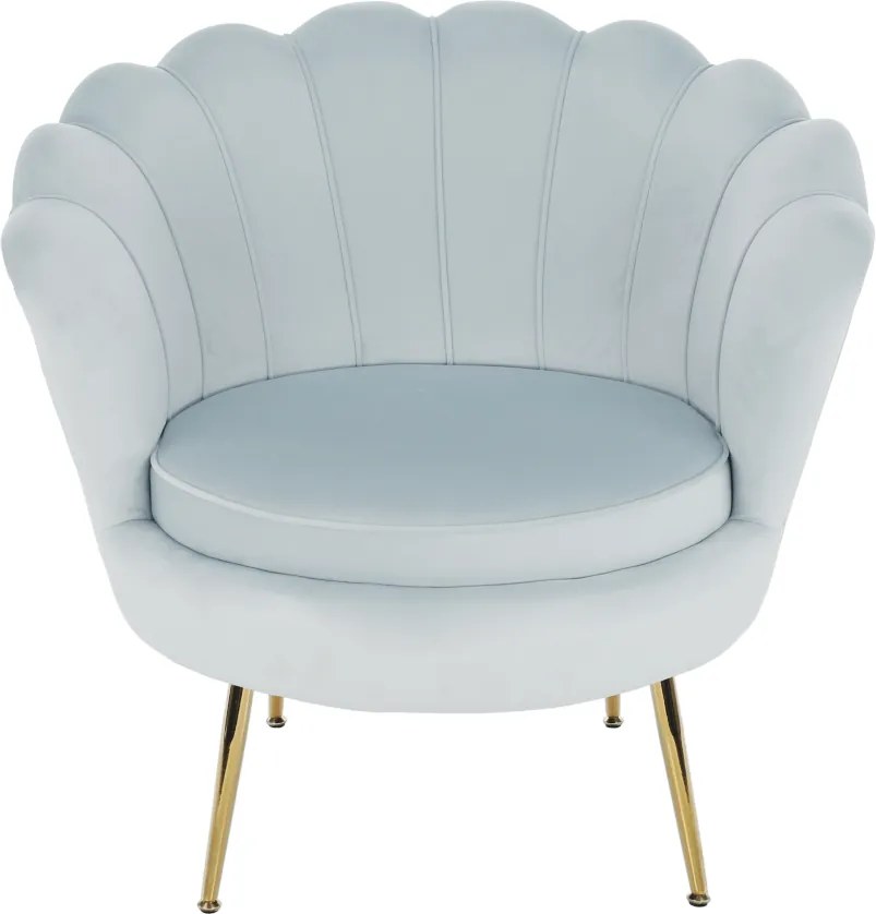 Fotel Art-deco stílusban, szürke-kék Velvet anyag/gold chróm-arany, NOBLIN