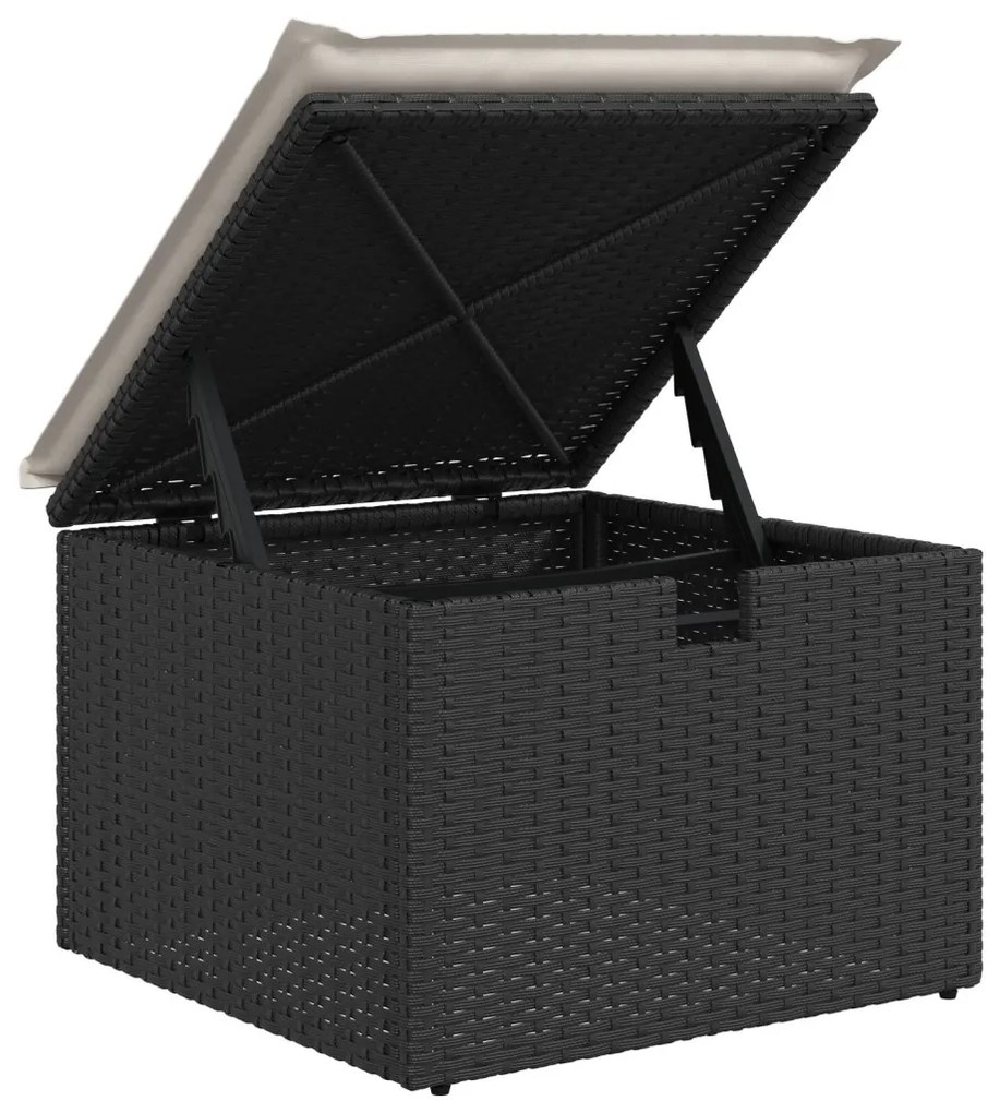 4 darabos Kerti Sofa Szett Párnákkal Fekete Poli Rattan