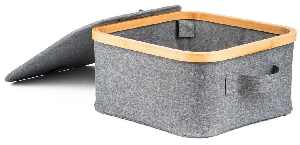 G21 tárolódoboz 30 x 30 x 15 cm, bambusz, fedéllel, szürke
