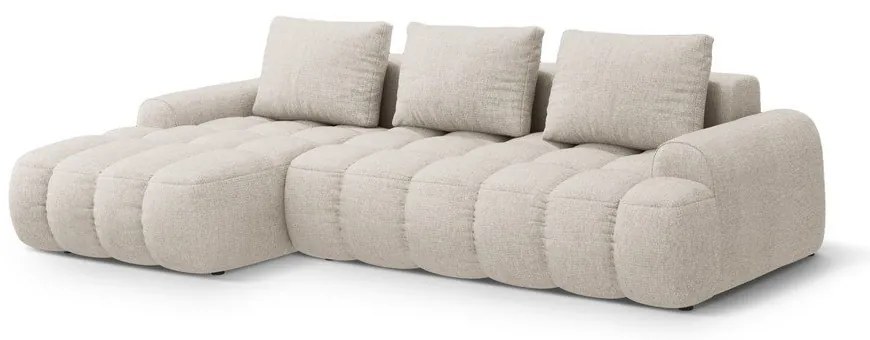 Bézs kinyitható-tárolóhelyes sarokkanapé (bal oldali-heverő résszel) Linz – Cosmopolitan Design