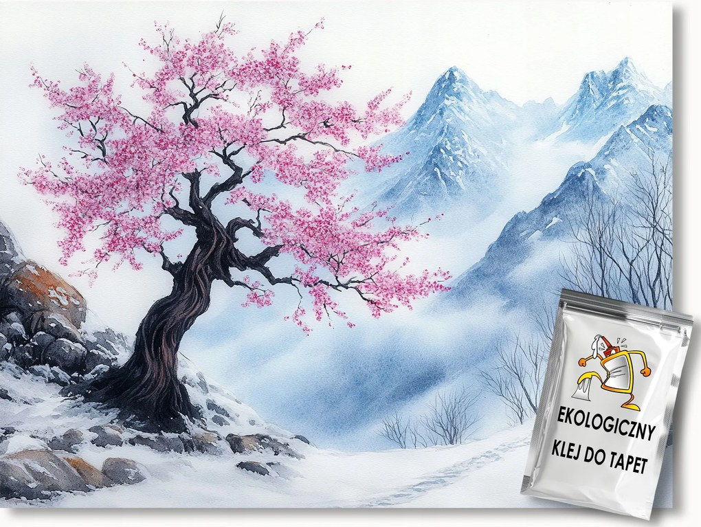 Fotótapéta Flizelina Tájkép Hegyek Csúcsok Cseresznyefa Tél 416x290 ragasztó