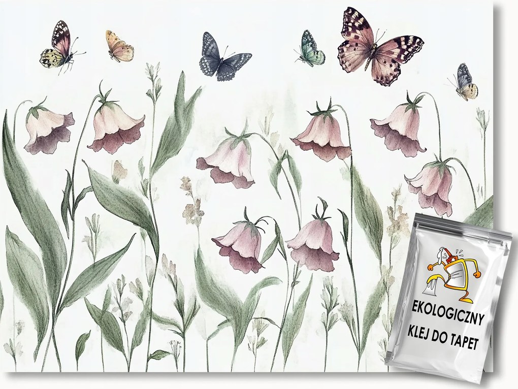 Fotótapéta Flizelina Kert Rét Tavasz Nyár Virágok Pillangók 300x210 ragasztó