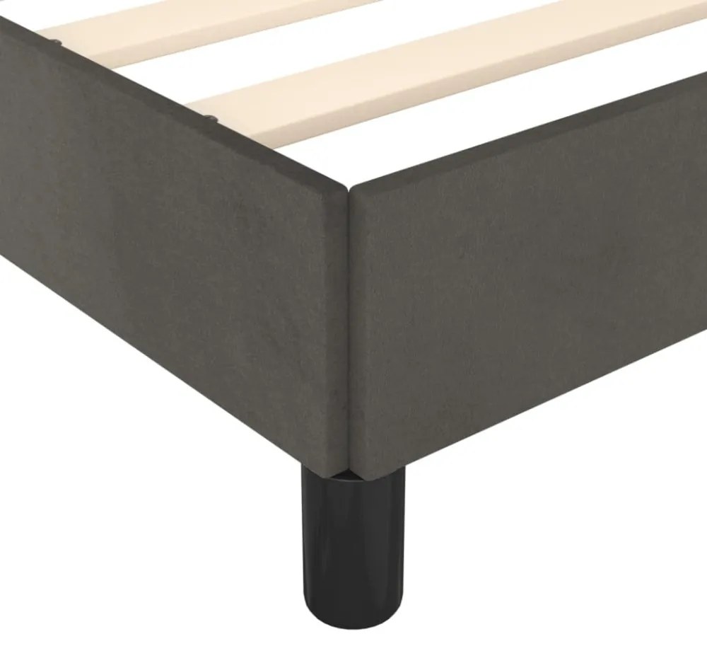 sötétszürke bársony ágykeret matrac nélkül 90x200 cm