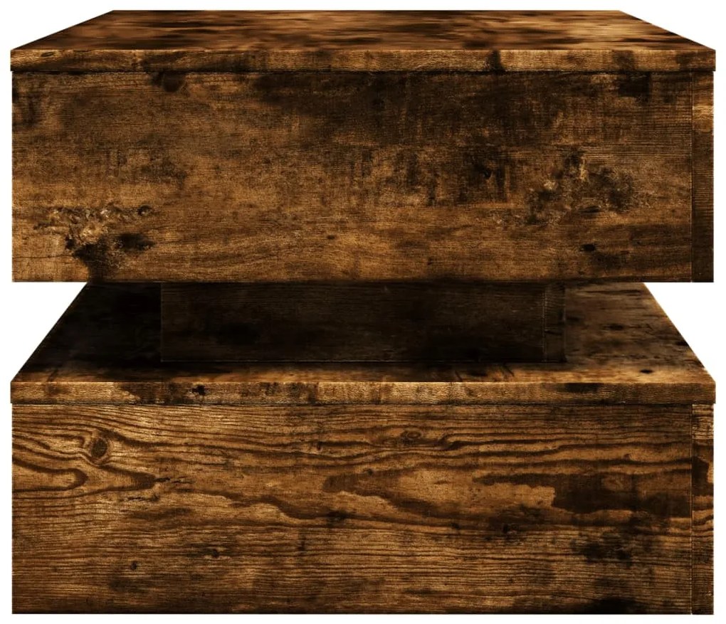 vidaXL füstös tölgy színű dohányzóasztal LED-lámpákkal 90x50x40 cm